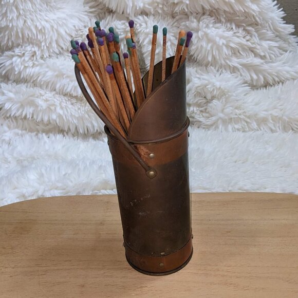 Vintage Copper & Brass Match Holder with Striker - Picture 5 of 8